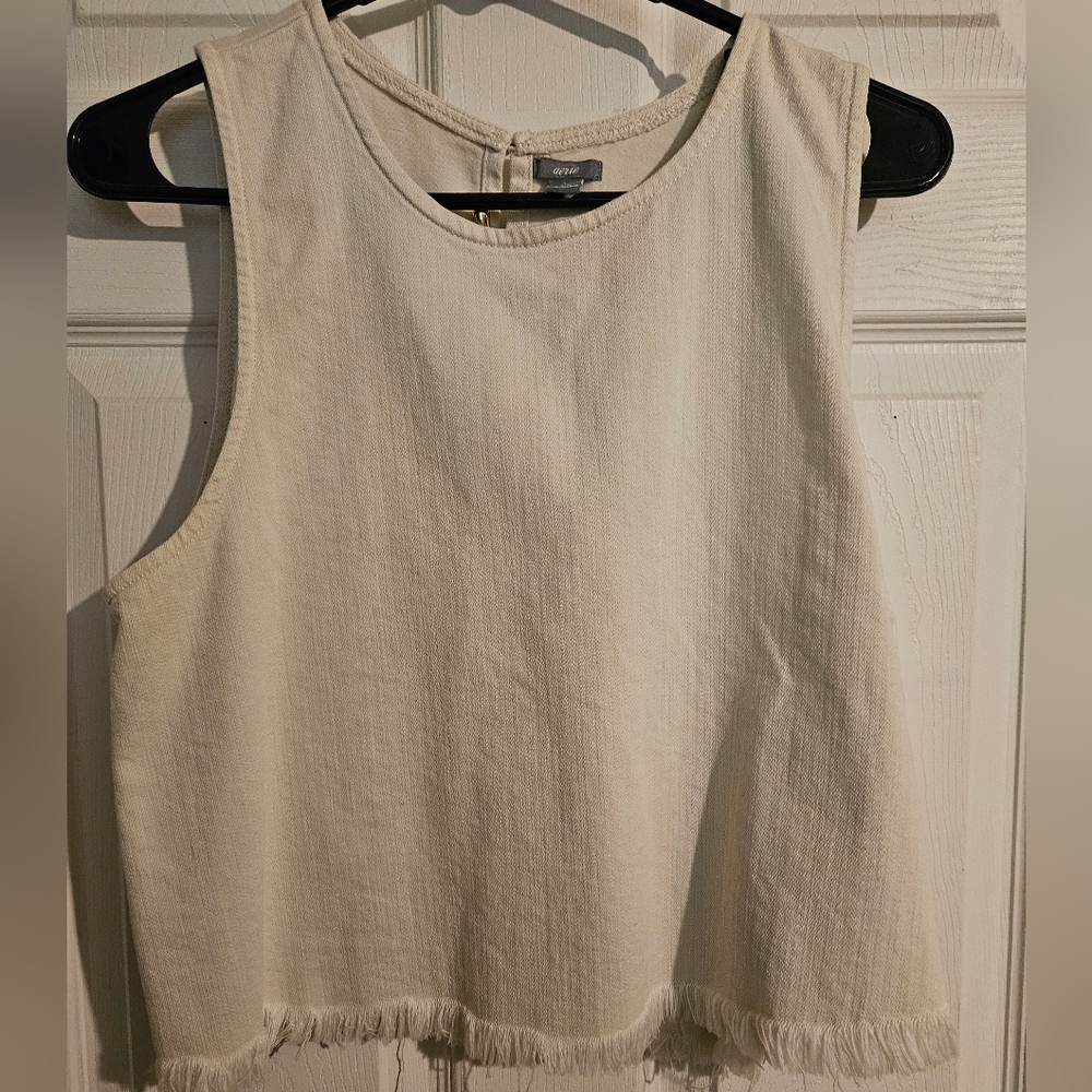 AERIE White Denim Crop Tank